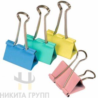 Зажим для бумаг 25мм цветные в ассортименте