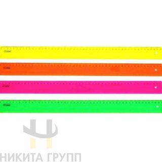 Линейка 40 см пластик непрозрачная ассорти неон