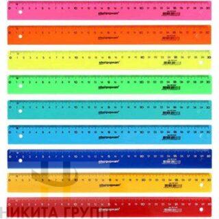Линейка 30 см пластик непрозрачный ассорти