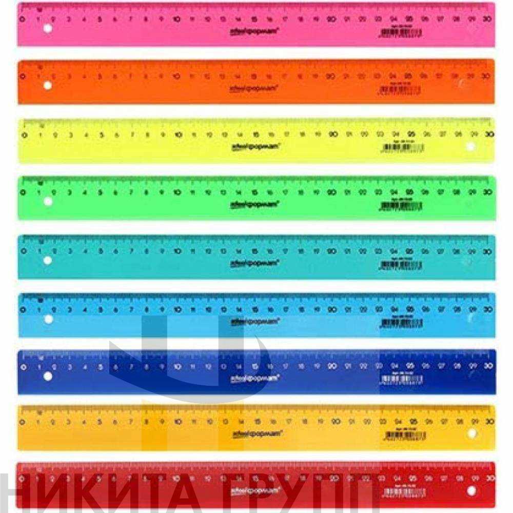 Линейка 30 см пластик непрозрачный ассорти