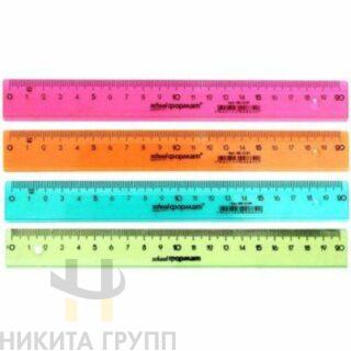 Линейка 20 см пластик непрозрачная ассорти