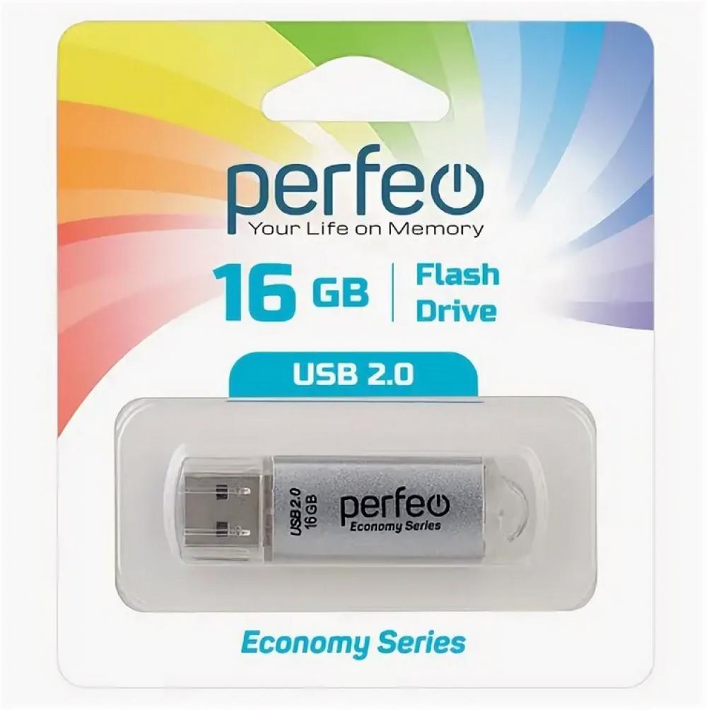Флешка 16Gb USB E01silver economy series Perfeo 10/100