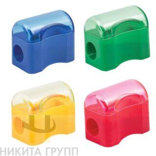 Точилка ПИФАГОР с контейнером, пластиковая, "Сундучок", цвет корпуса ассорти