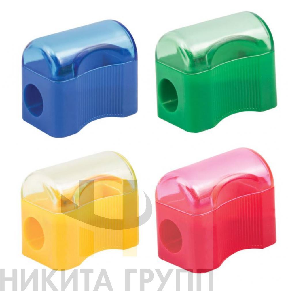 Точилка ПИФАГОР с контейнером, пластиковая, "Сундучок", цвет корпуса ассорти