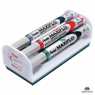 Набор маркеров для доски Maxiflo 4шт. со щёткой
