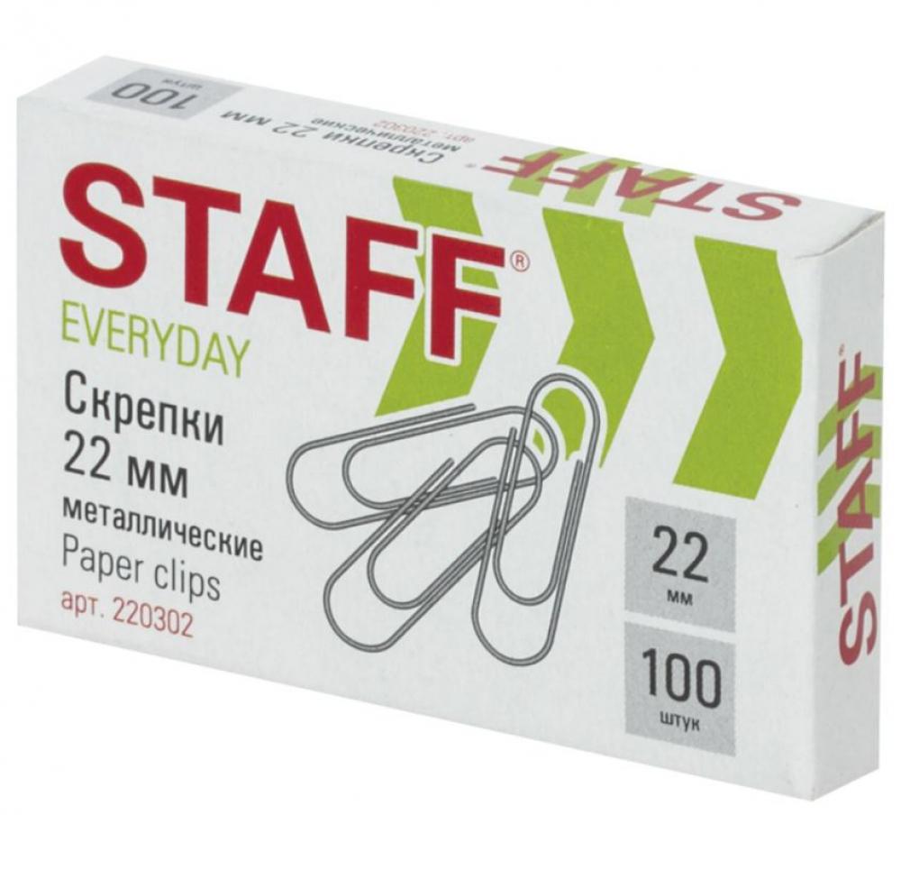 Скрепки STAFF "EVERYDAY", 22 мм, металлические, 100 шт., в картонной коробке