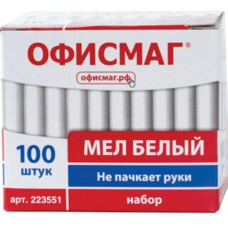 Мел школьный ОФИСМАГ круглый, белый, с формулой