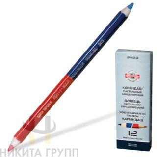 Карандаш двухцветный утолщённый KOH-I-NOOR, 1 шт., красно-синий, грифель 3,8 мм