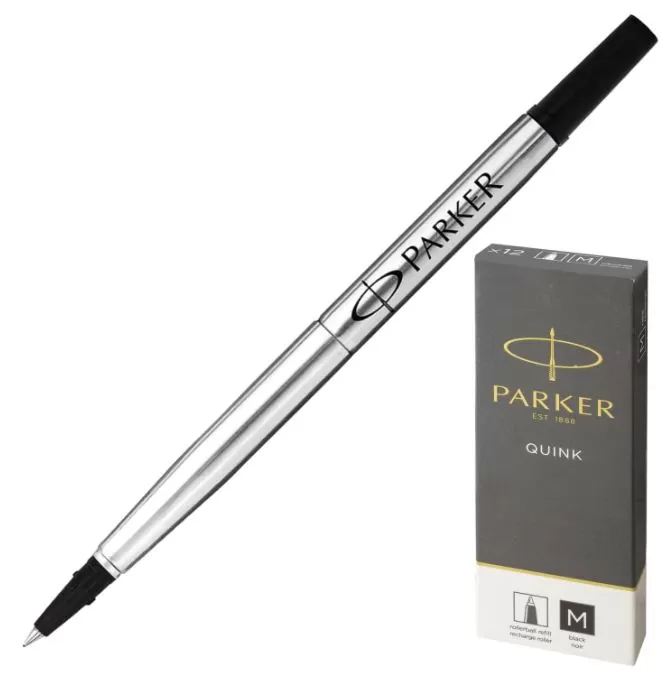 Стержень для ручки-роллера PARKER "Quink RB", металлический 116 мм, линия письма 0,7 мм, черный
