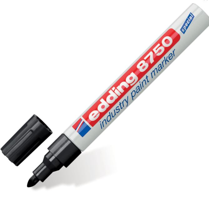 Маркер-краска лаковый (paint marker) EDDING 8750, ЧЕРНЫЙ, 2-4 мм, круглый наконечник, алюминиевый корпус