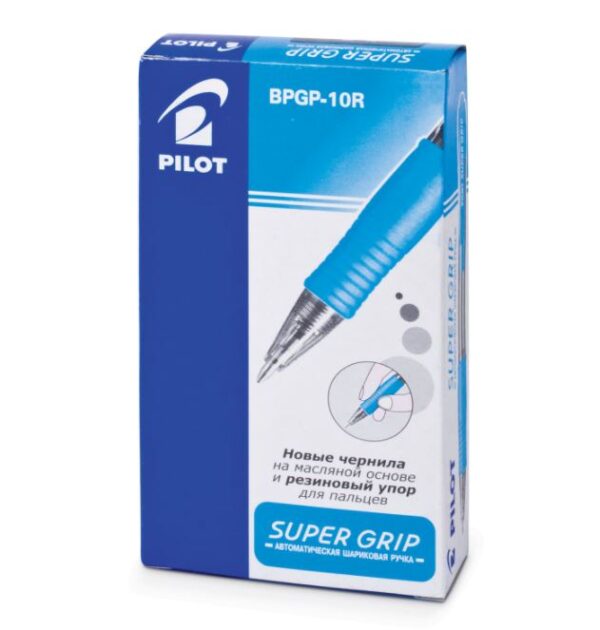 Ручка шариковая масляная автоматическая с грипом PILOT "Super Grip", СИНЯЯ, узел 0,7 мм, линия письма 0,32 мм