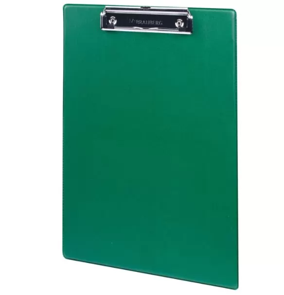 Доска-планшет BRAUBERG "NUMBER ONE" с прижимом А4 (228х318 мм), картон/ПВХ, ЗЕЛЕНАЯ