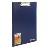 Папка-планшет BRAUBERG "Contract", А4 (315х230 мм), с прижимом и крышкой, пластиковая, синяя, сверхпрочная