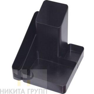 Подставка-органайзер СТАММ "Имидж", 115х122х111 мм, 4 отделения, черная