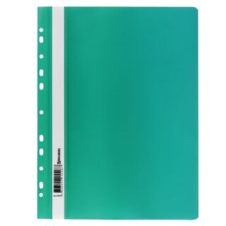 Скоросшиватель пластиковый с перфорацией BRAUBERG, А4, 140/180 мкм, зеленый
