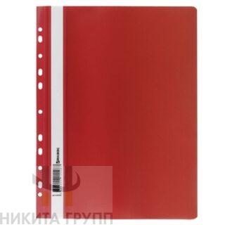 Скоросшиватель пластиковый с перфорацией BRAUBERG, А4, 140/180 мкм, красный