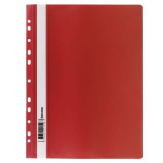 Скоросшиватель пластиковый с перфорацией BRAUBERG, А4, 140/180 мкм, красный