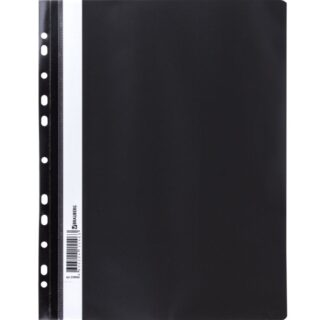 Скоросшиватель пластиковый с перфорацией BRAUBERG, А4, 140/180 мкм, черный