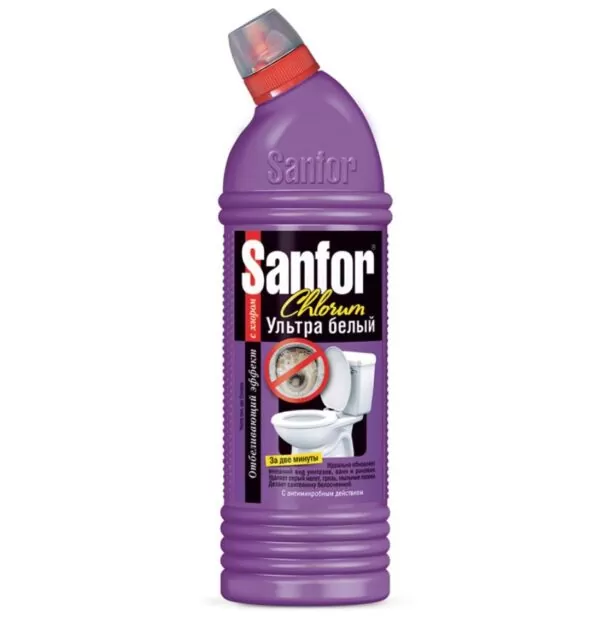 Чистящее средство 750 г, SANFOR Chlorum (Санфор Хлорный), мгновенное отбеливание, гель