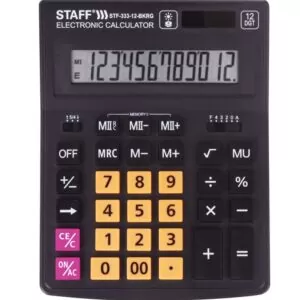 Калькулятор настольный STAFF PLUS STF-333-BKRG (200x154 мм) 12 разрядов, ЧЕРНО-ОРАНЖЕВЫЙ