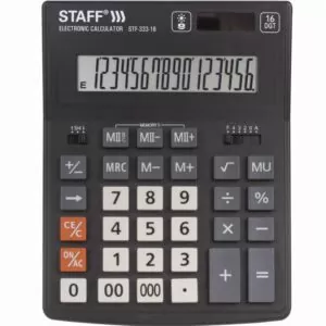 Калькулятор настольный STAFF PLUS STF-333 (200x154 мм), 16 разрядов, двойное питание