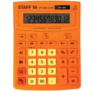 Калькулятор настольный STAFF STF-888-12-RG (200х150 мм) 12 разрядов, двойное питание, ОРАНЖЕВЫЙ