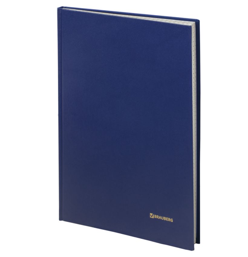 Книга учета 144 л., клетка, твердая, бумвинил, блок офсет, А4 (200х290 мм), BRAUBERG, синий