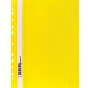 Скоросшиватель пластиковый с перфорацией BRAUBERG, А4, 140/180 мкм, желтый