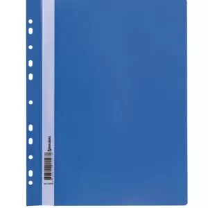 Скоросшиватель пластиковый с перфорацией BRAUBERG, А4, 140/180 мкм, синий