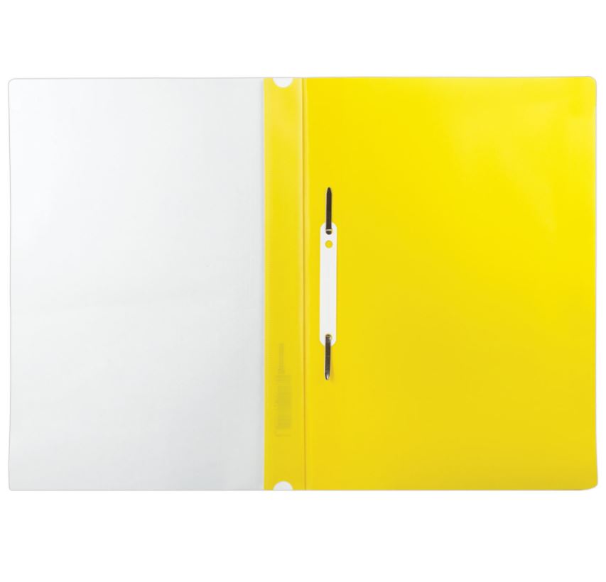 Скоросшиватель пластиковый с перфорацией А4, 140/180 мкм, желтый