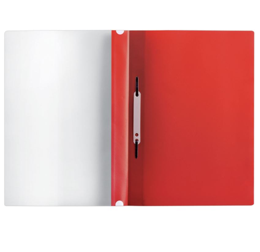 Скоросшиватель пластиковый с перфорацией А4, 140/180 мкм, красный