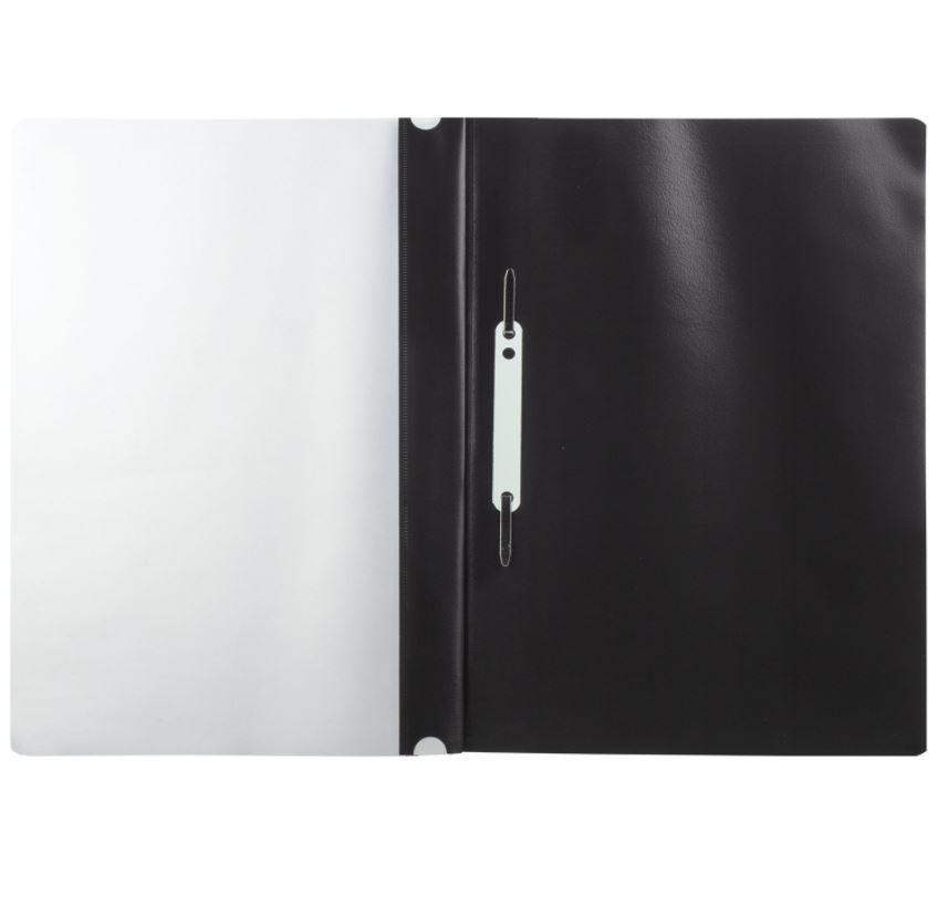 Скоросшиватель пластиковый с перфорацией А4, 140/180 мкм, черный