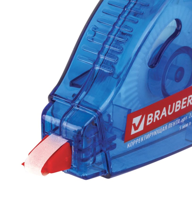 Корректирующая лента BRAUBERG 5 мм х 20 м, корпус синий, механизм перемотки, блистер