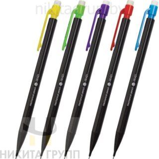 Карандаш механический 0,5 мм, STAFF "College", ластик, корпус черный, детали ассорти