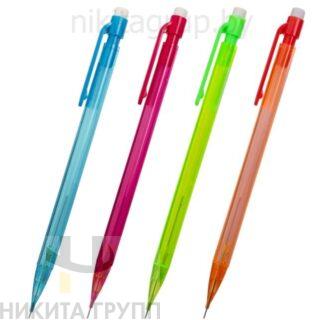 Карандаш механический 0,5 мм, ПИФАГОР, ластик, корпус тонированный ассорти