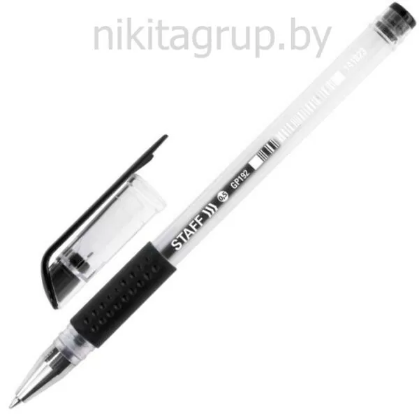 Ручка гелевая с грипом STAFF "EVERYDAY", ЧЕРНАЯ, корпус прозрачный, узел 0,5 мм