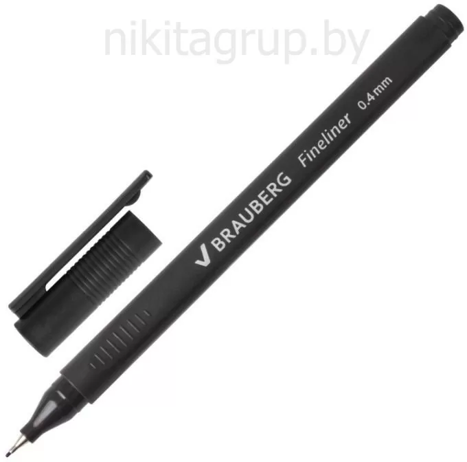 Ручка капиллярная (линер) BRAUBERG "Carbon", ЧЕРНАЯ, металлический наконечник, трехгранная