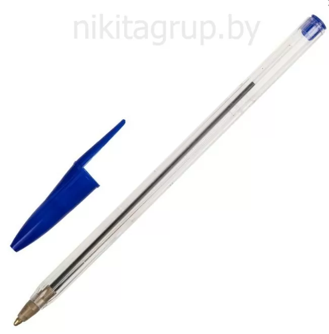 Ручка шариковая STAFF Basic Budget BP-02, письмо 500 м, СИНЯЯ, длина корпуса 13,5 см