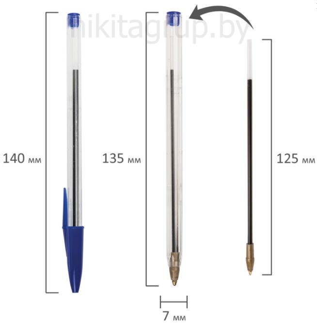 Ручка шариковая Basic Budget BP-02 письмо 500 м синяя
