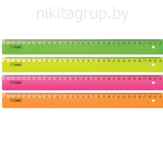 Линейка пластиковая, 30 см, "Neon Crystal", неоновая, ассорти, ЛН31