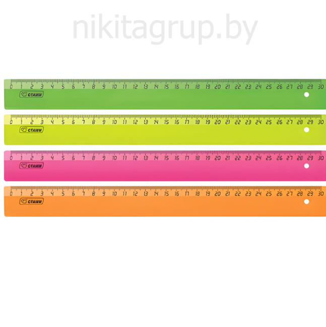 Линейка пластиковая, 30 см, "Neon Crystal", неоновая, ассорти, ЛН31