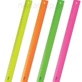 Линейка пластиковая 50 см, "Neon", непрозрачная, неоновая, ассорти, ЛН93