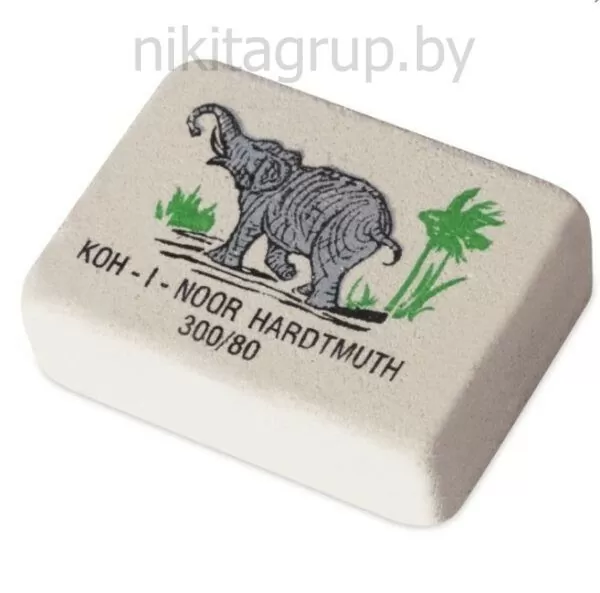 Ластик KOH-I-NOOR "Слон" 300/80, 26х18,5х8 мм, белый/цветной, прямоугольный, натуральный каучук