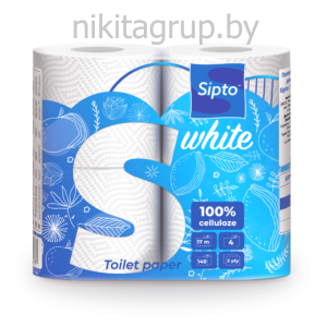 Туалетная бумага "Sipto Standart White" белая 2-х сл. (1*4рул.)