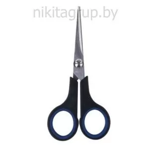 Ножницы BRAUBERG "Soft Grip", 140 мм, черно-синие, резиновые вставки, 3-х сторонняя заточка