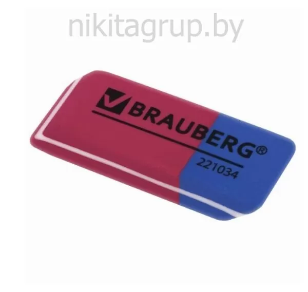 Ластик BRAUBERG "Assistant 80", 41х14х8 мм, красно-синий, прямоугольный, скошенные края