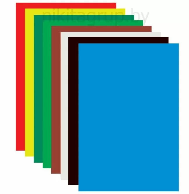 Картон цветной А4 немелованный (матовый), 16 листов 8 цветов, ПИФАГОР, 200х283 мм