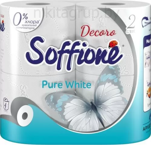 Туалетная бумага Soffione Pure White 3сл. 4шт.белая