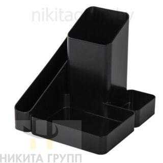 Подставка-органайзер BRAUBERG OFFICE STYLE, 4 отделения, 115х122х111 мм, черная