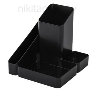 Подставка-органайзер BRAUBERG OFFICE STYLE, 4 отделения, 115х122х111 мм, черная
